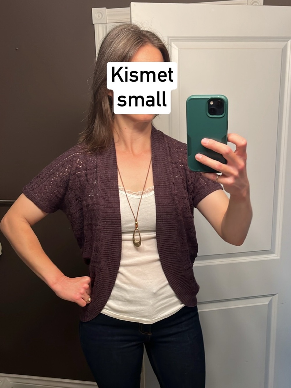 Kismet Women's small Purple Open-Knit, Open Cardigan